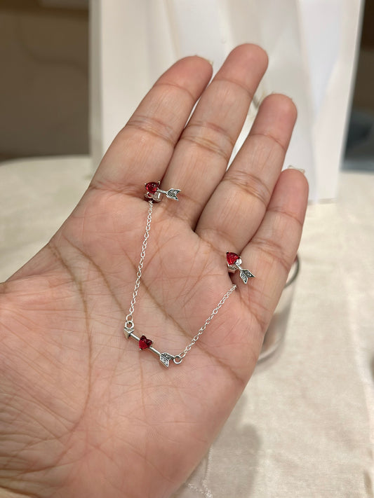 Set Flecha y Corazón de Cristal Murano Rojo