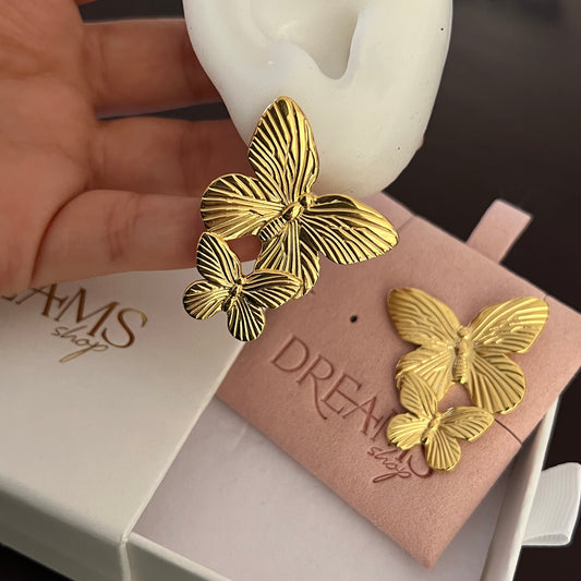 Aretes mariposa doble drop