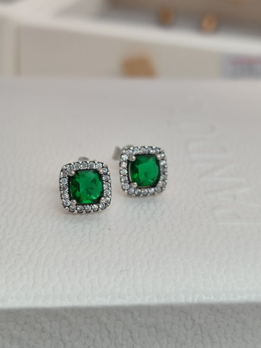 Aretes Halo Rectangular Verde - 2026
