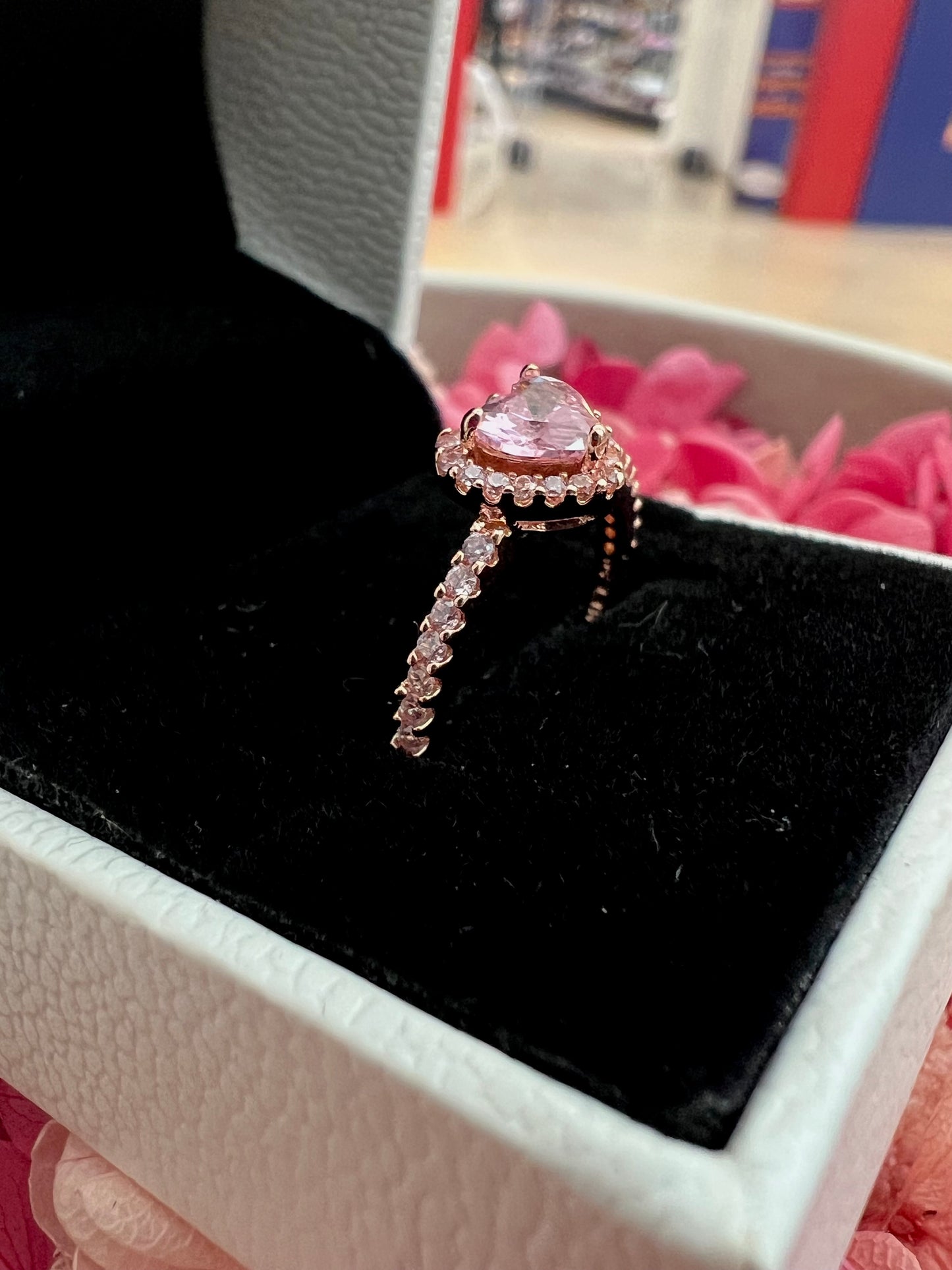 Anillo Corazón Brillante Rosa