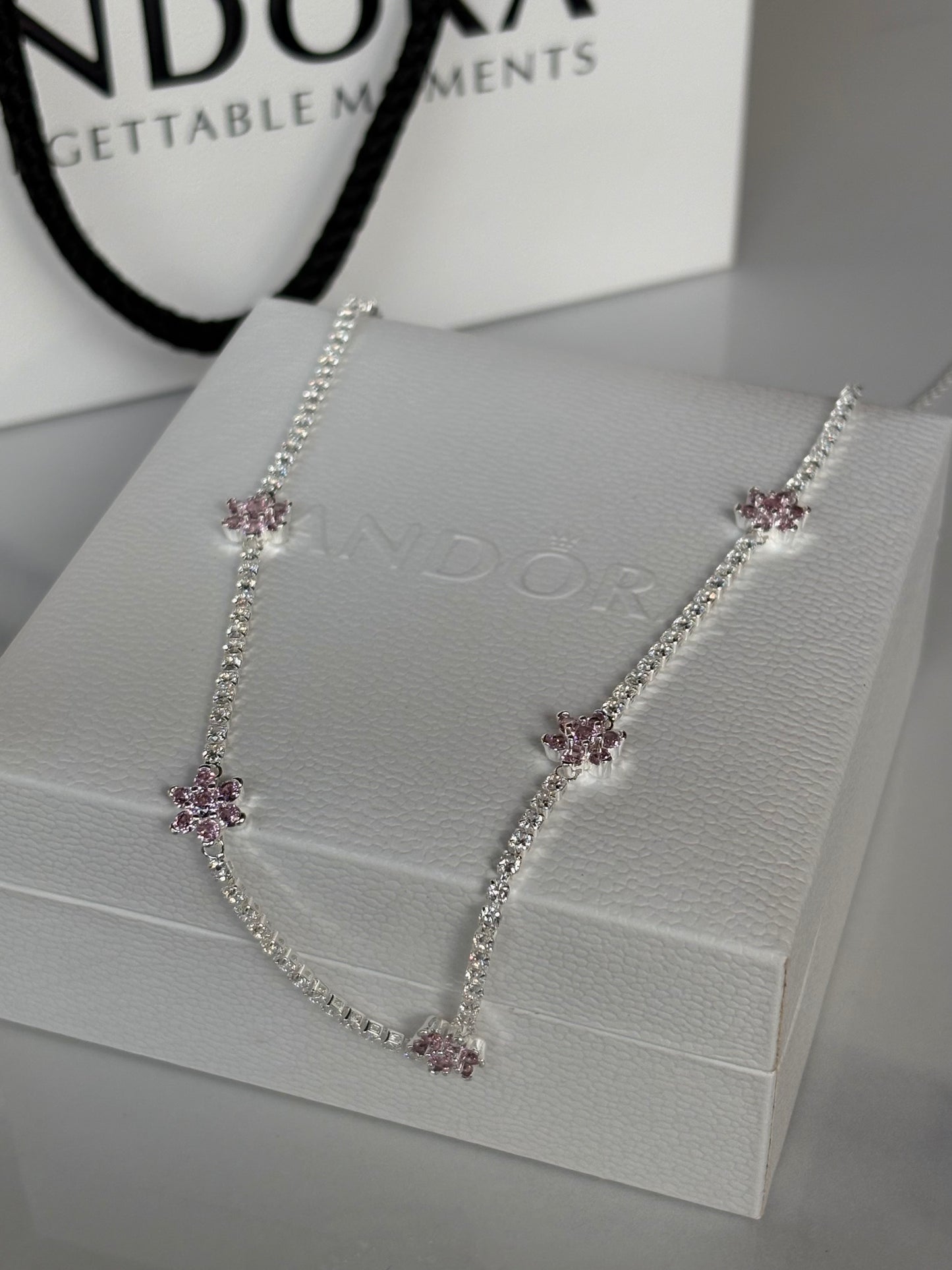 Collar Tenis Flor Rosa