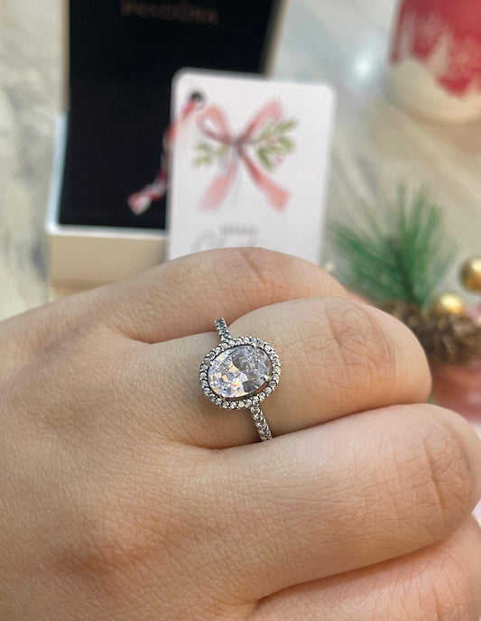 Anillo Halo Ovalado Brillante