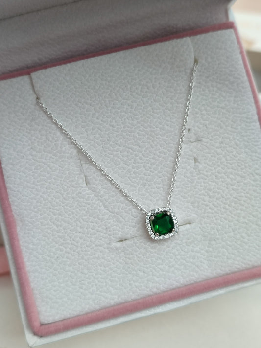 Collar Halo Rectangular Verde