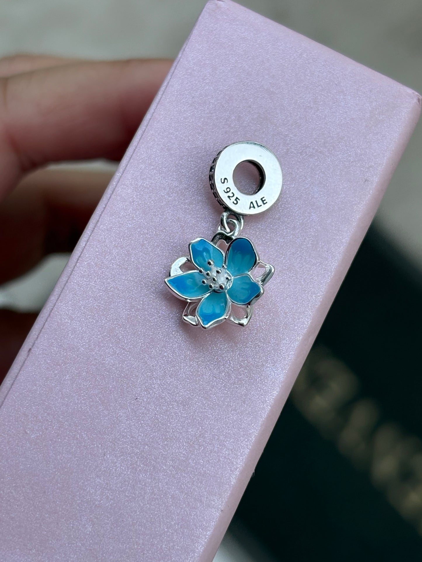 Charm Flor Cerezo Silver y Azul