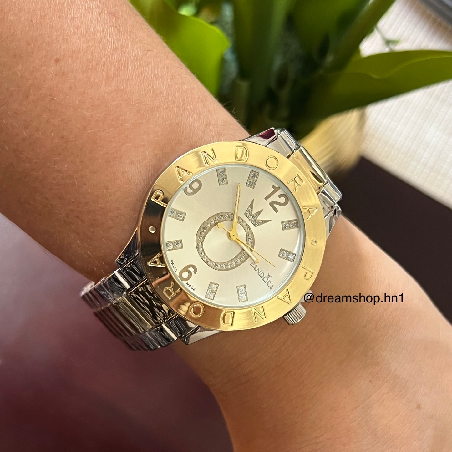 Reloj Corona Brillante Plateado + Gold