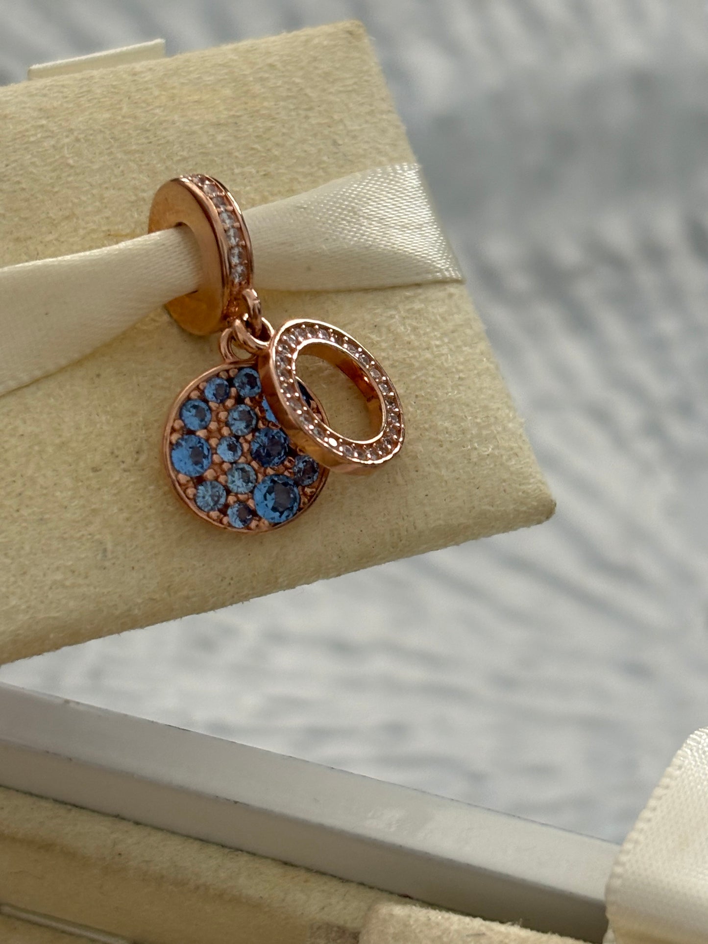 Disco Azul y Rose Gold - Colgante