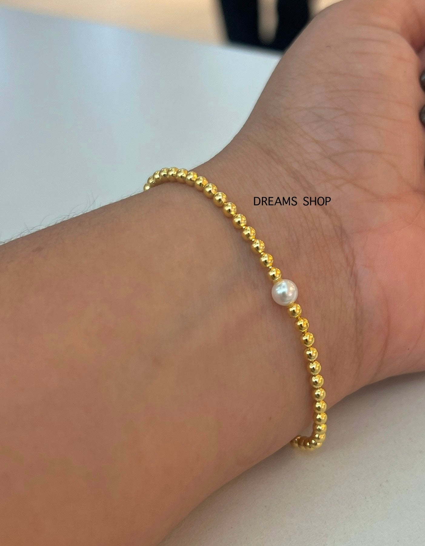 Brazalete Perla y Dorado