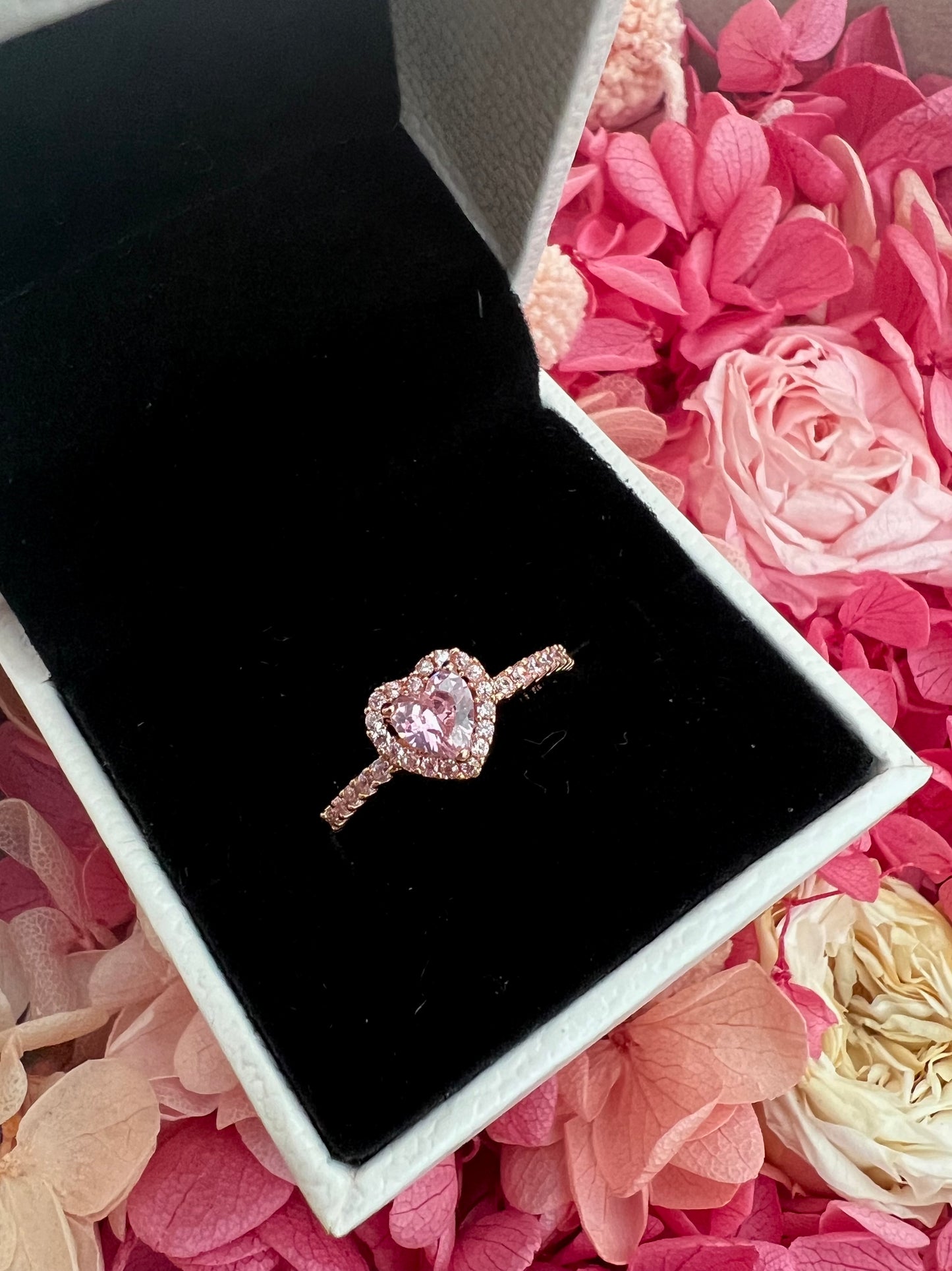 Anillo Corazón Brillante Rosa