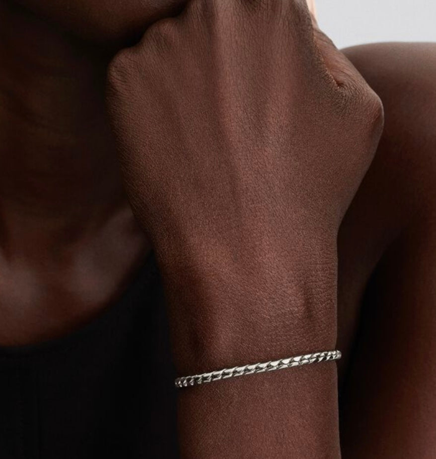 Brazalete Cadena Trenzada Broche Redondo