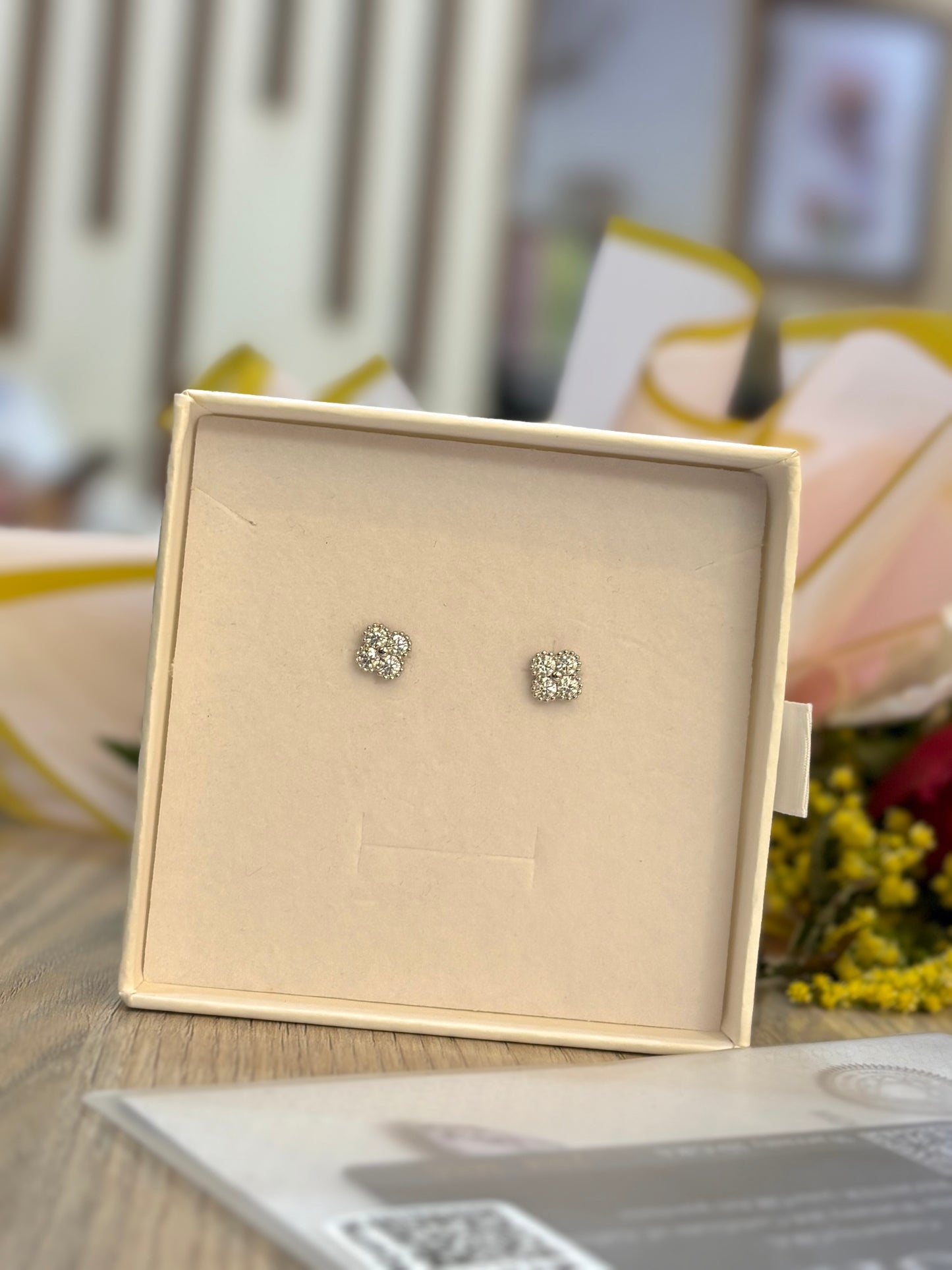 Aretes Trébol Silver - Moissanita