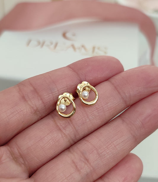 Aretes Perla Vintage Irregular - Gold