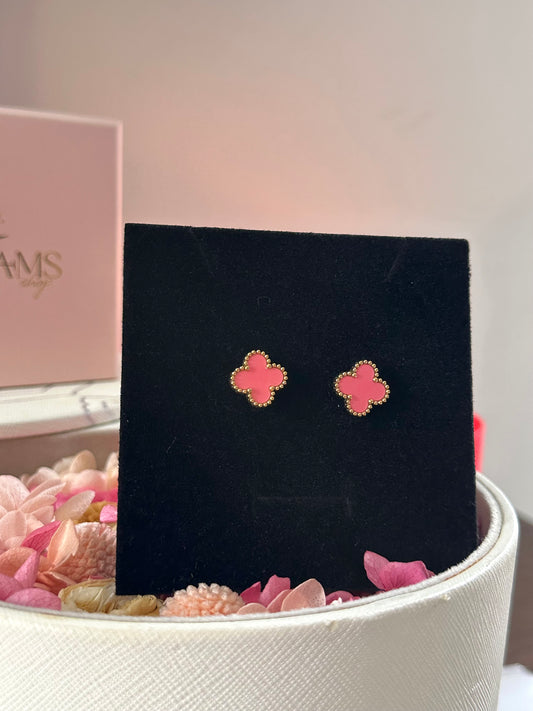 Aretes Trébol Rosa