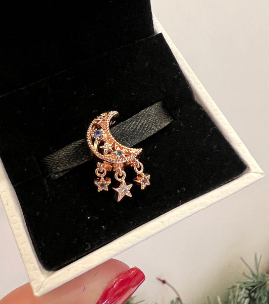 Charm Estrella y Luna Creciente Rose Gold