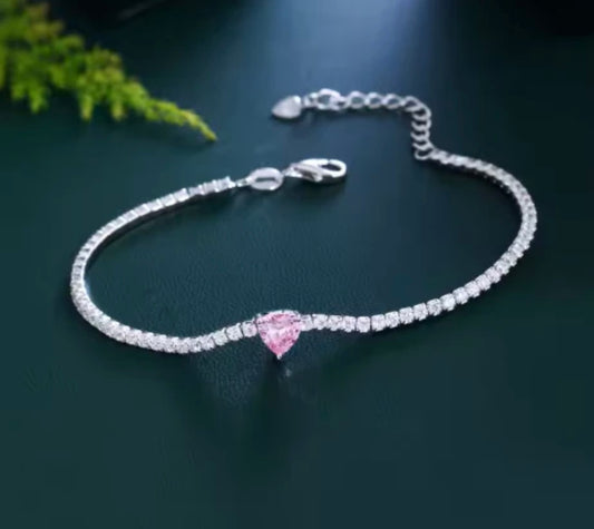 Brazalete Halo Corazón Rosa - Silver