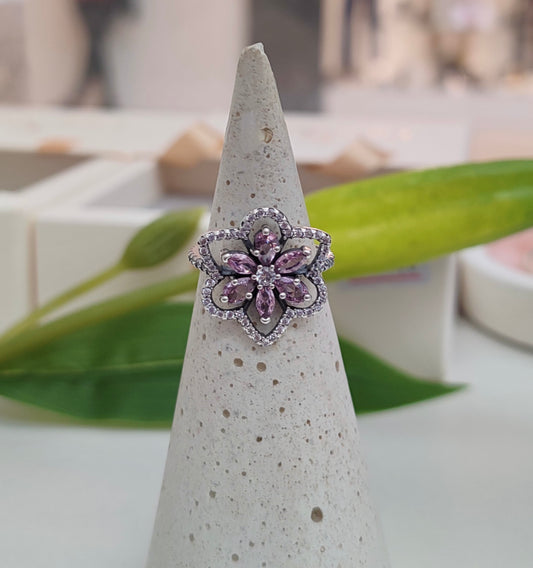 Anillo Flor Doble Floreciendo