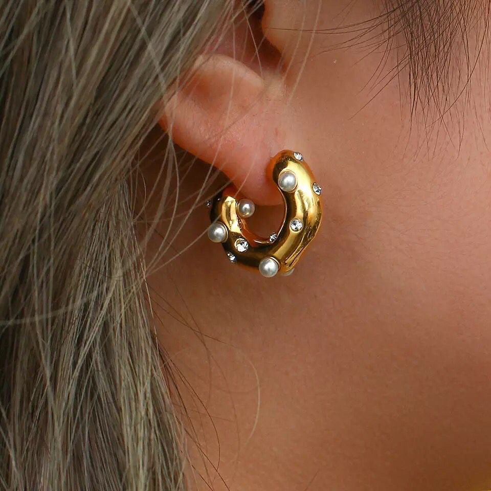 Perlas & dorado Hoops