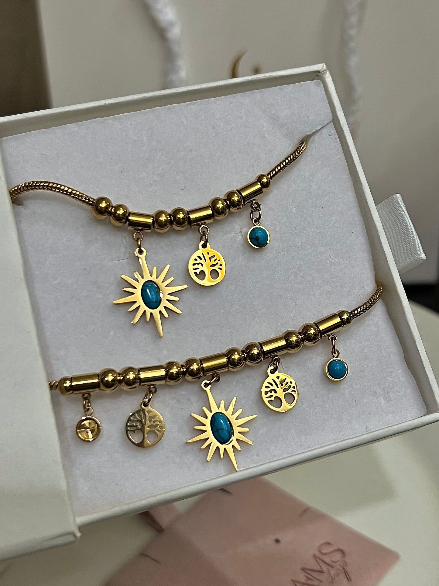 Set Sol Colgante - Aqua & Gold