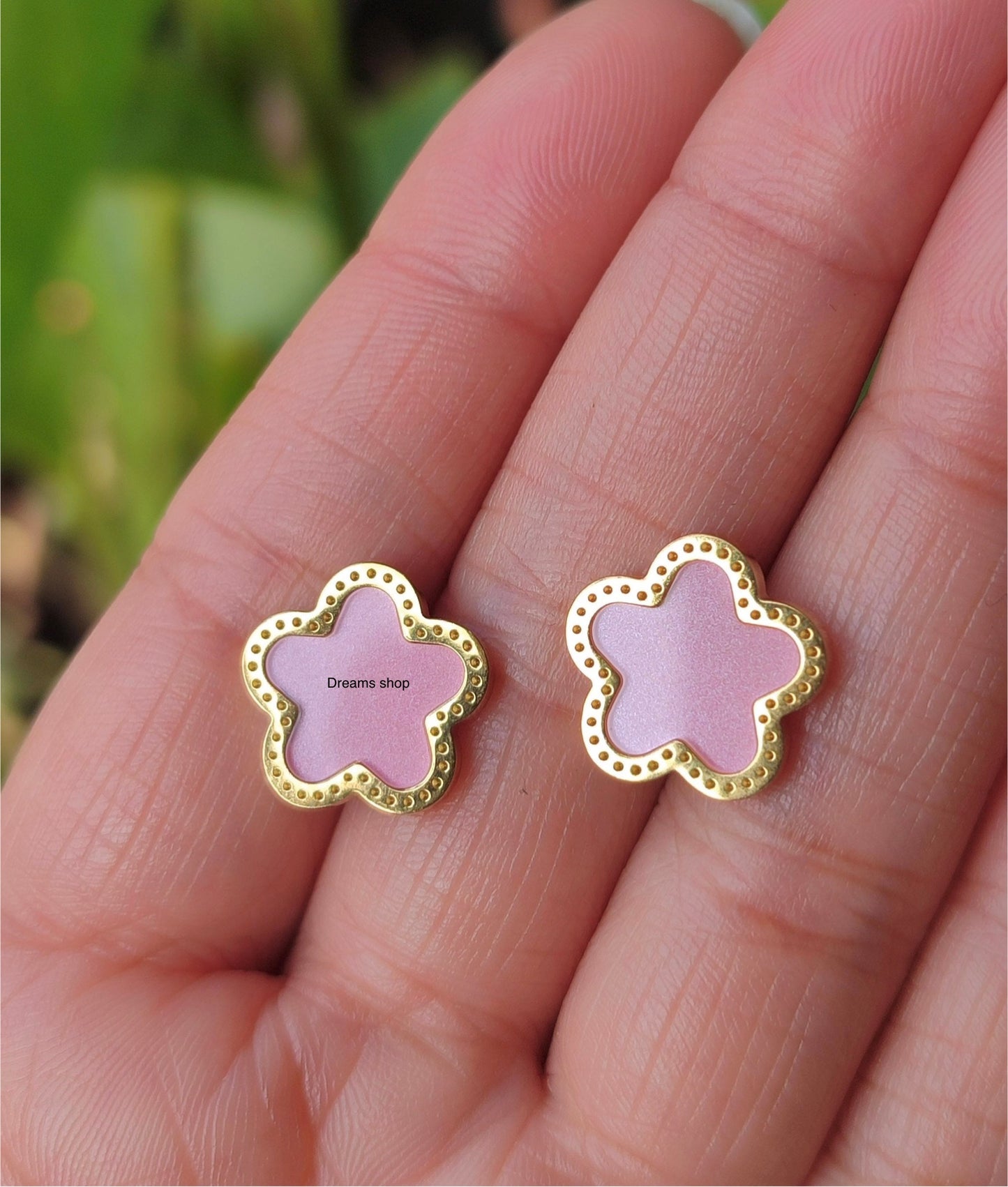 Aretes Pink & Gold Flor - Van Cleef