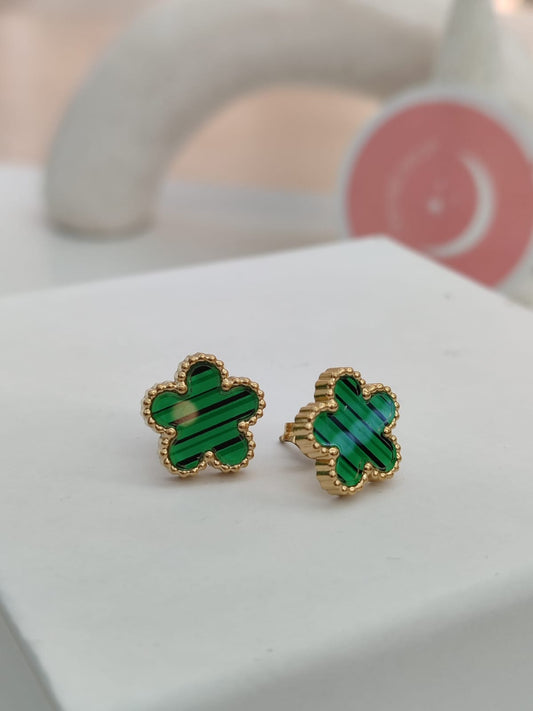 Aretes Green & Gold Flor - Van Cleef