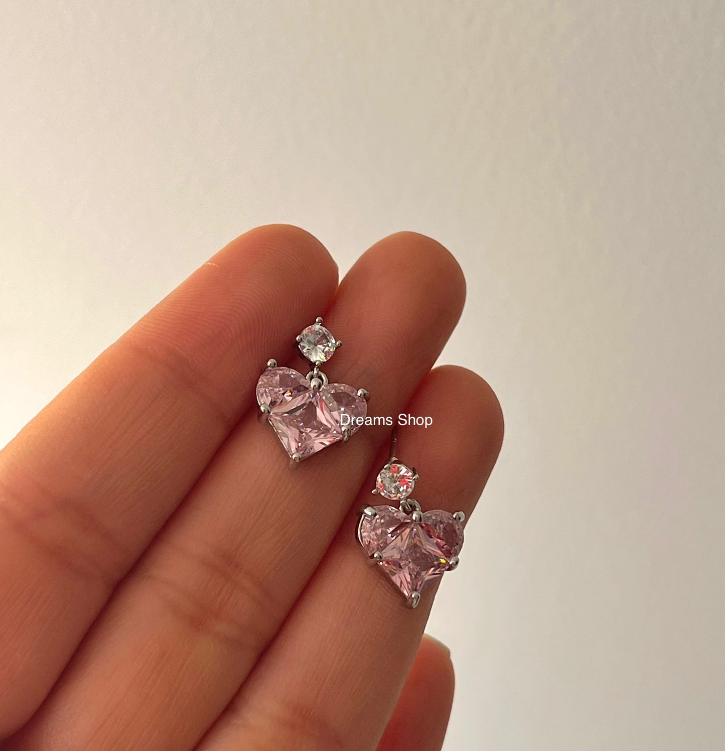 Pink & Silver Heart Earrings