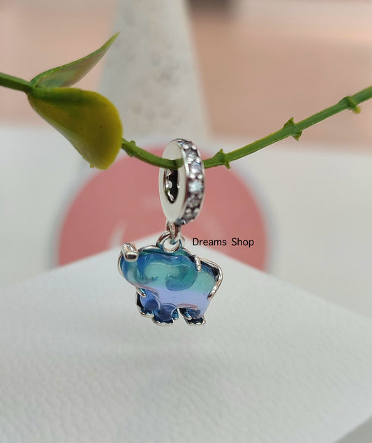 Charm Azul Elefante - Cristal de Murano