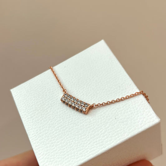 Collar Doble Banda Brillante Rose Gold