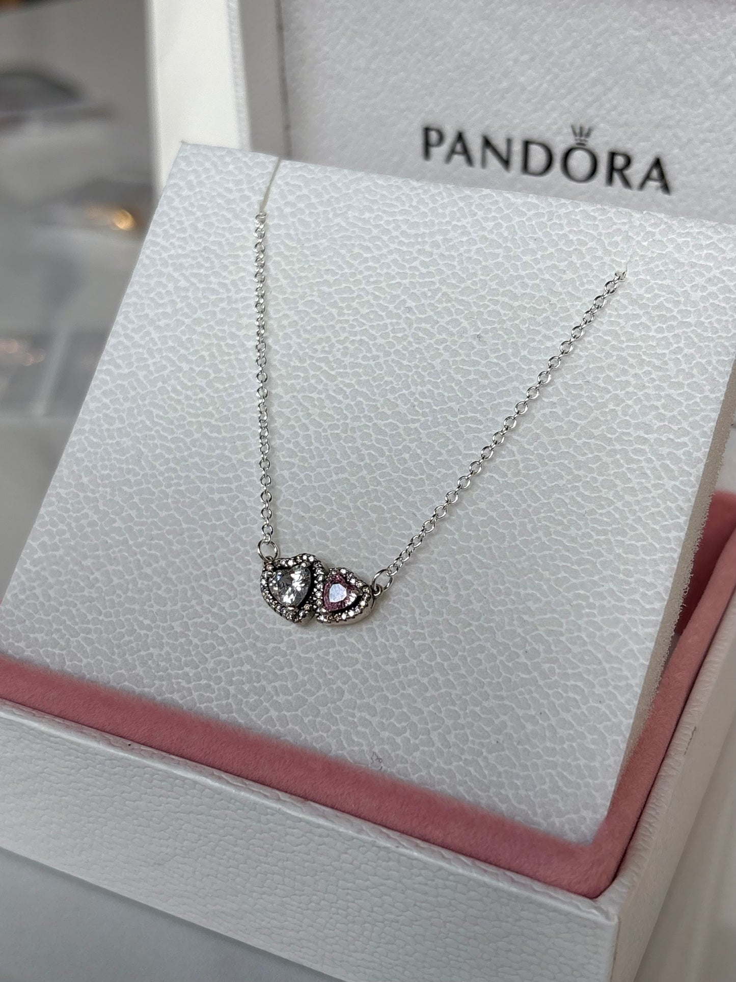 Collar Halo Corazones Rosa y Silver