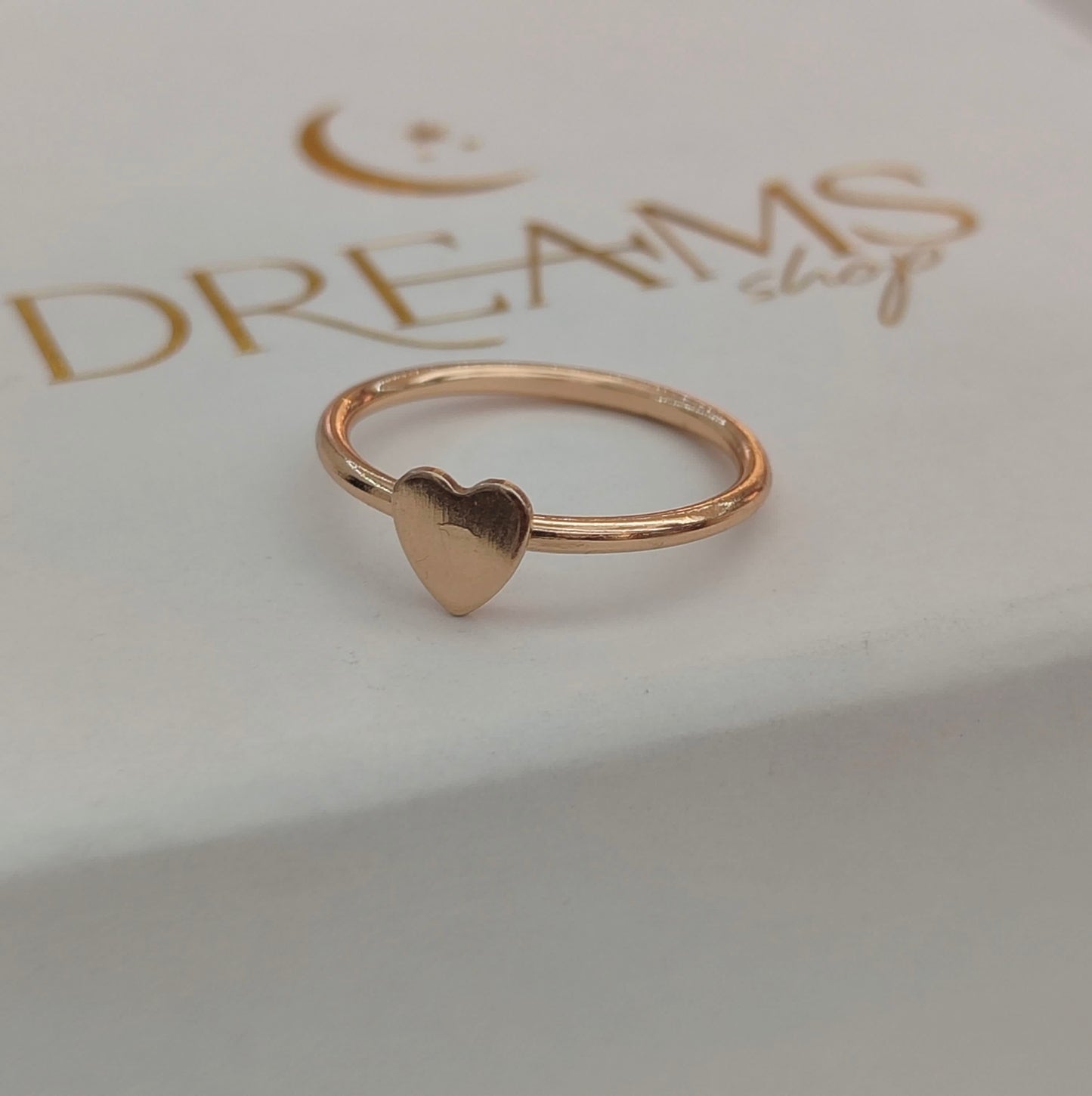 Anillo Solitario Corazón -  Talla 7 Gold