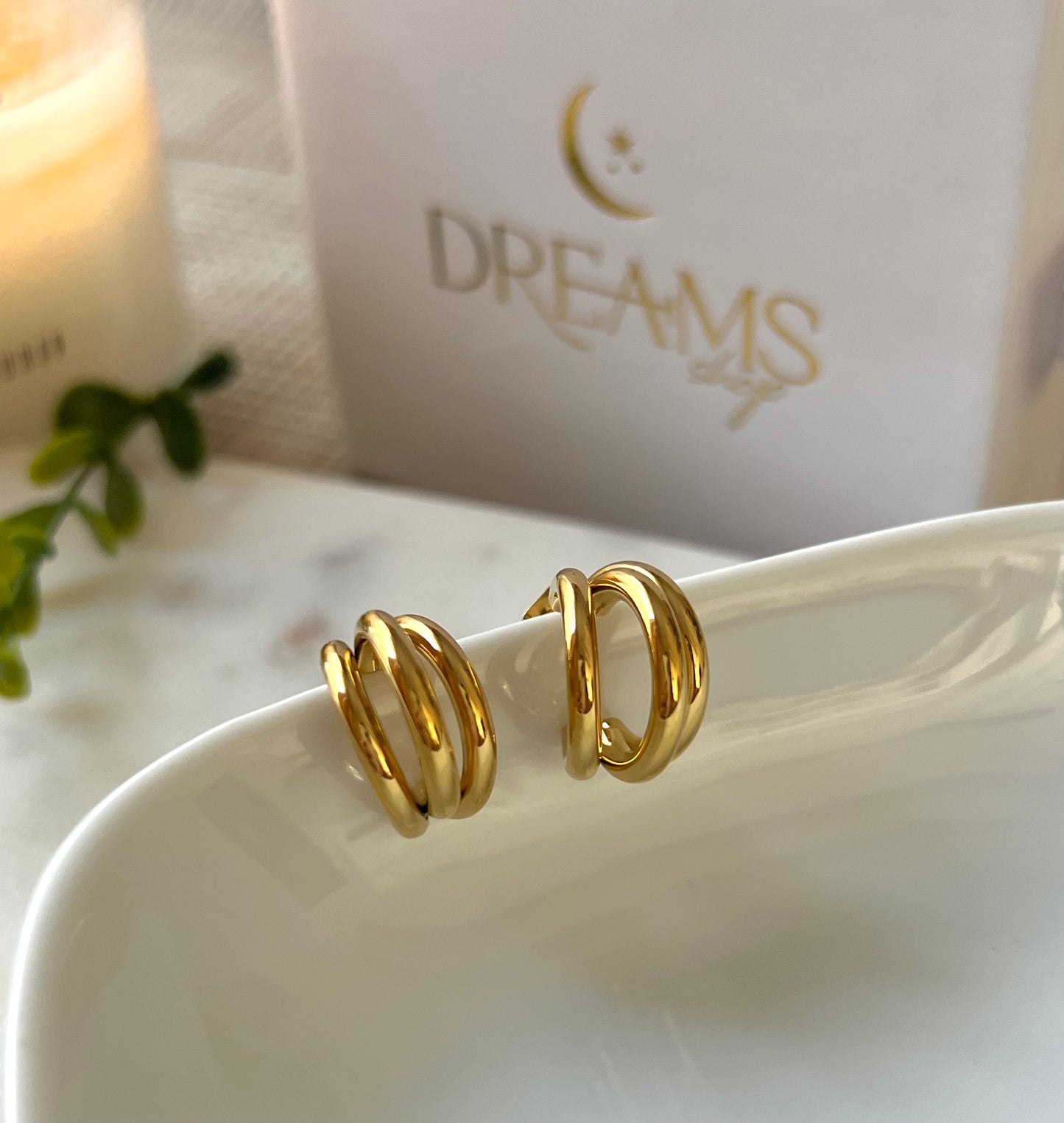 Triple Gold Hoops