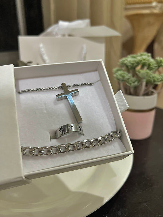 Conjunto Regalo para El de Cruz - Silver