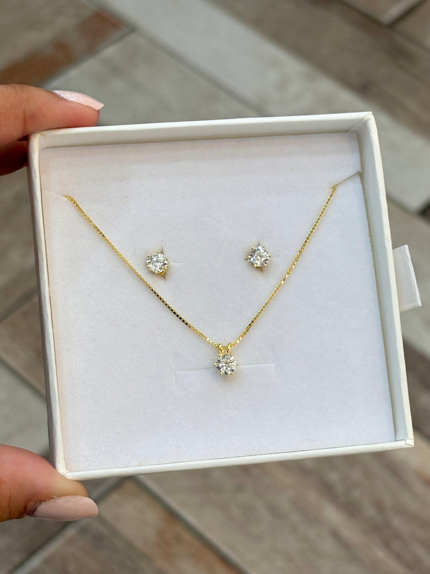 Set Solitario - Silver - Gold - Moissanita