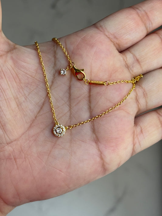Collar Halo Redondo en Pave - Gold