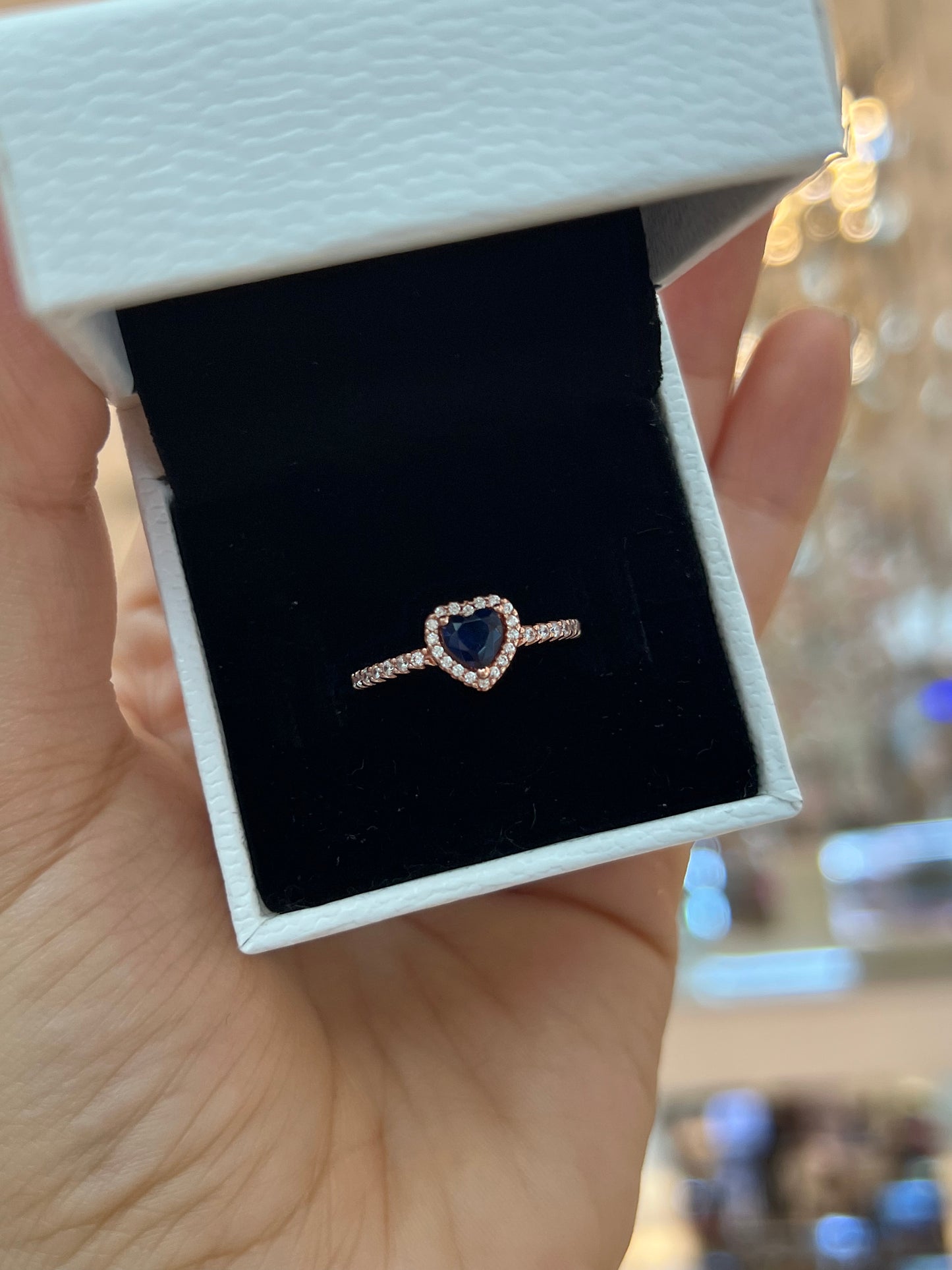 Anillo Corazón Brillante Azul