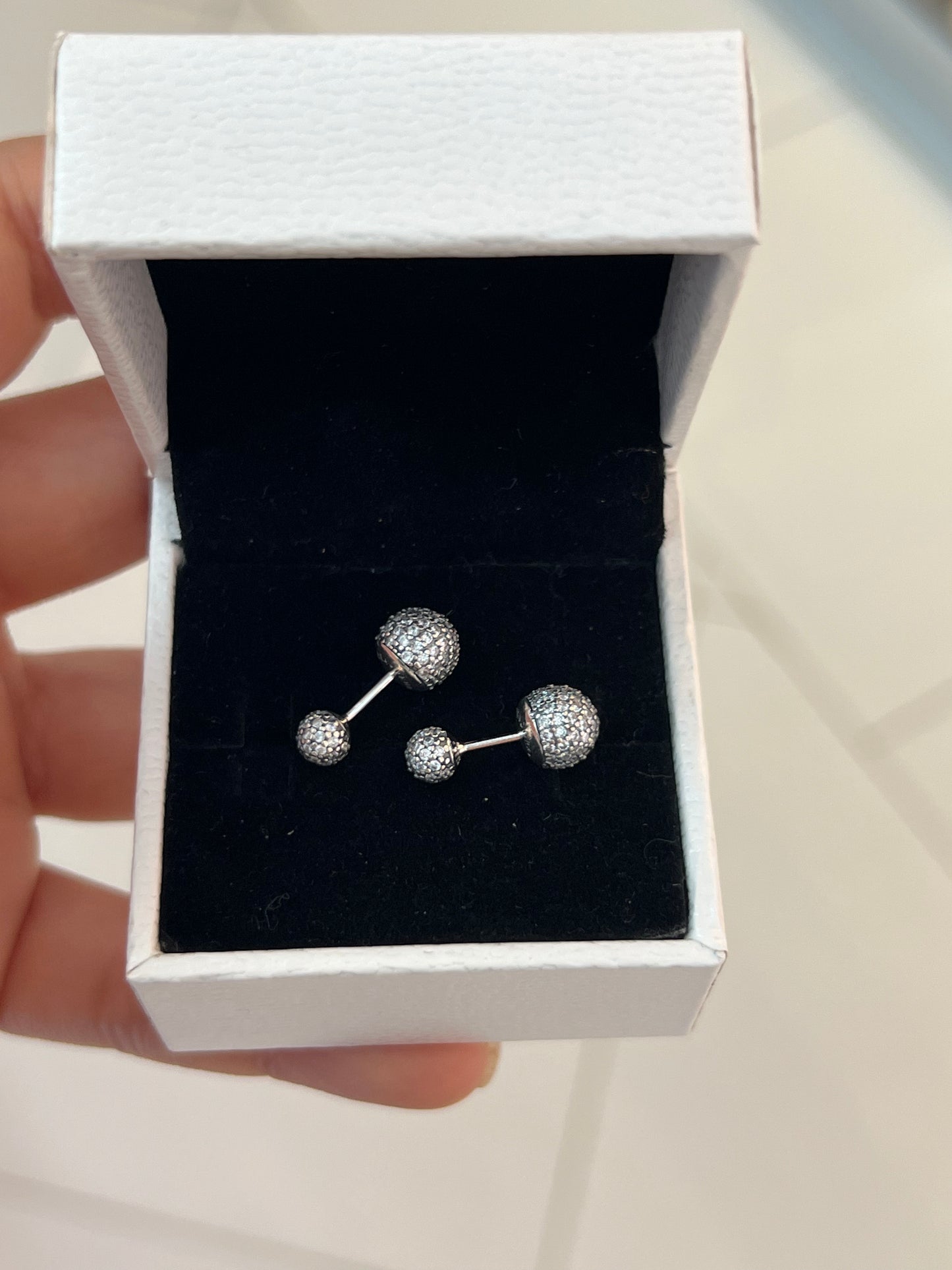 Aretes doble bola reluciente