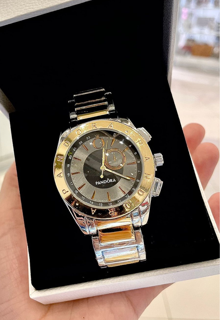 Reloj Circulo y Logo Silver + Gold