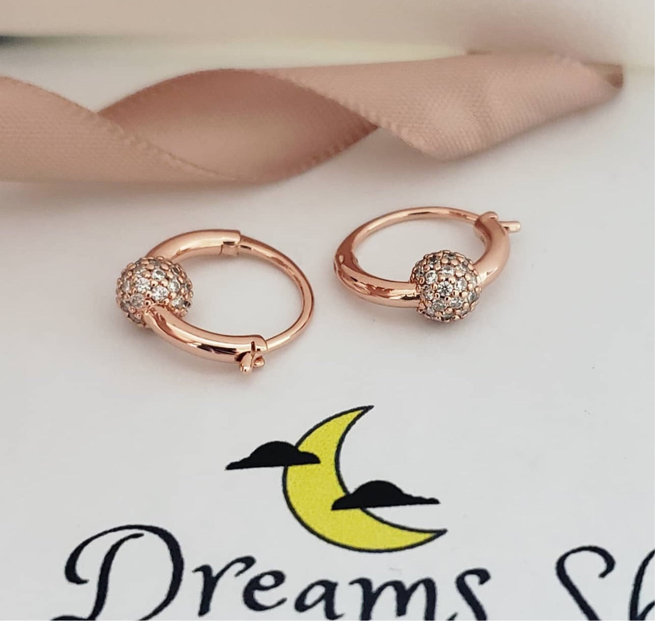 Aretes Aro en Pavé Rose Gold