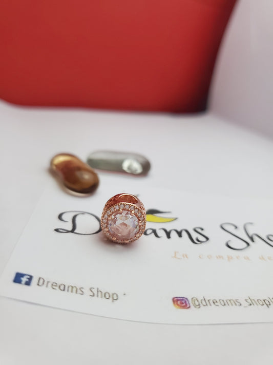 Charm Cristal Transparente Brillante Rose Gold