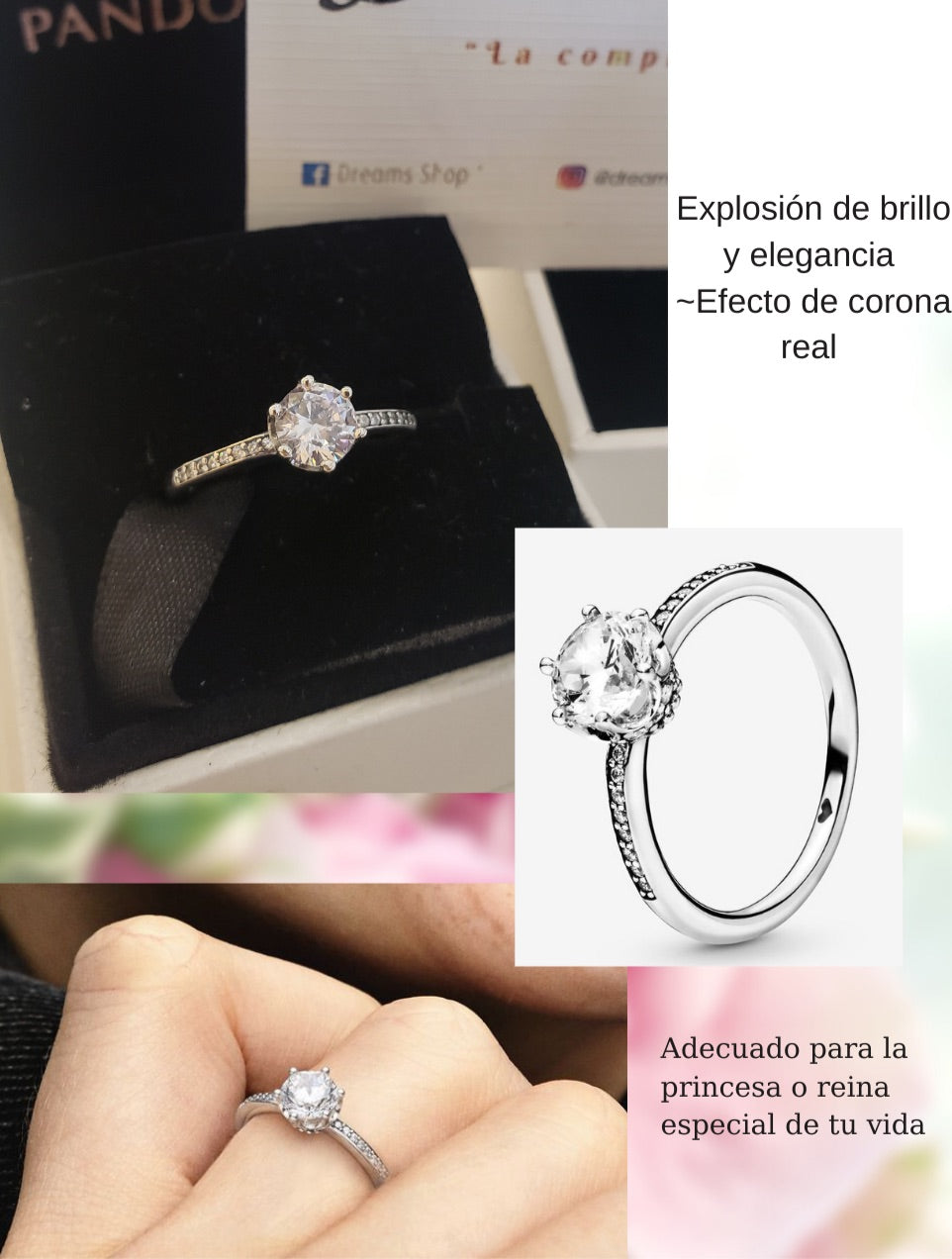 Anillo Corona Brillante Plateado