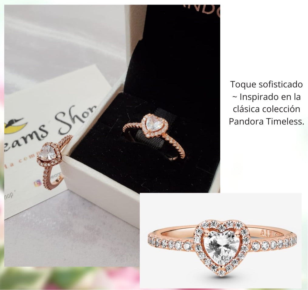 Anillo Corazón Brillante Rose Gold