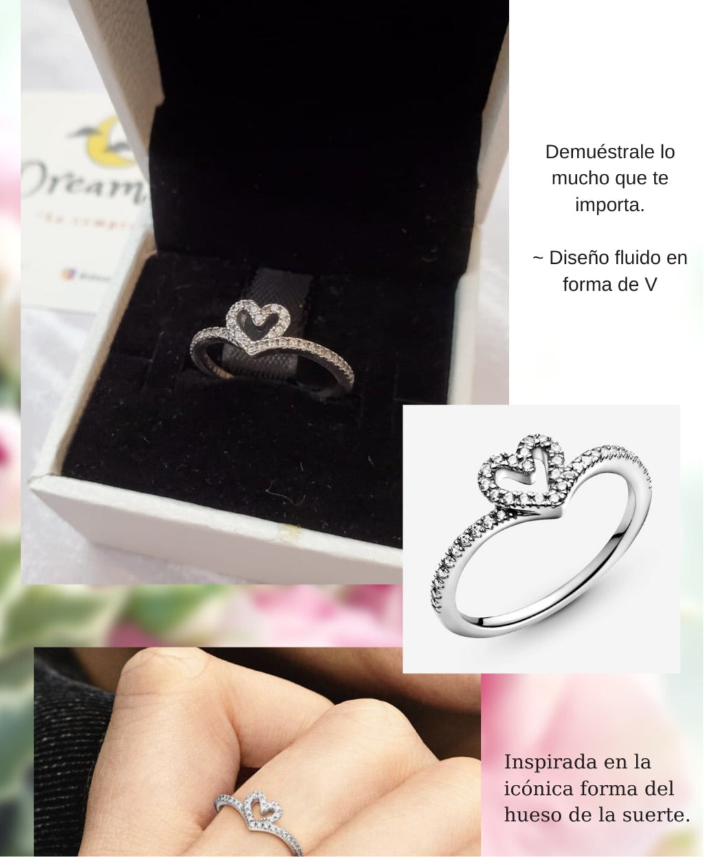 Anillo Corazón Espumoso Plateado