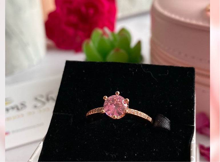 Anillo Corona Brillante Rosa