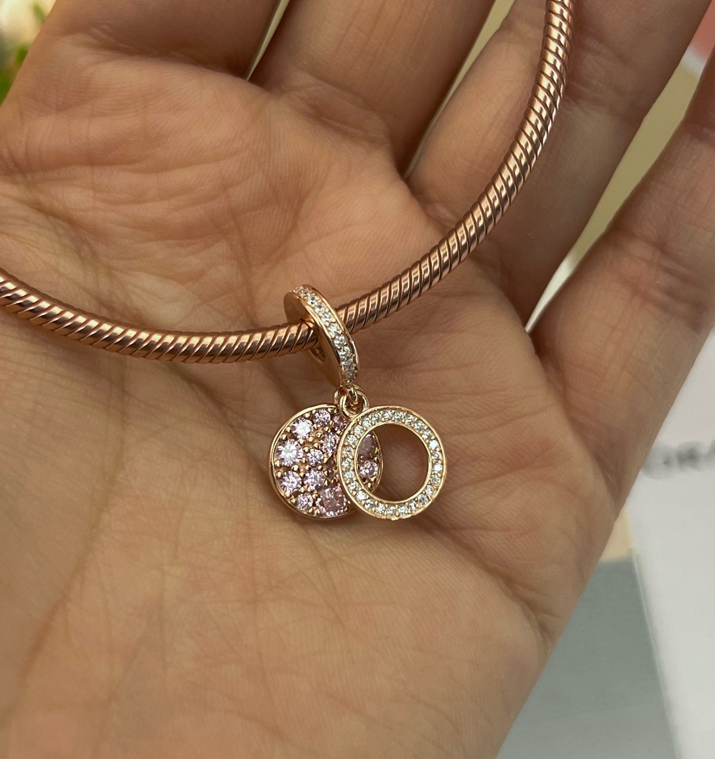 Doble Disco Rosa - Rose Gold Colgante