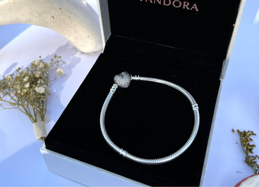 Brazalete Corazón Brillante Plateado