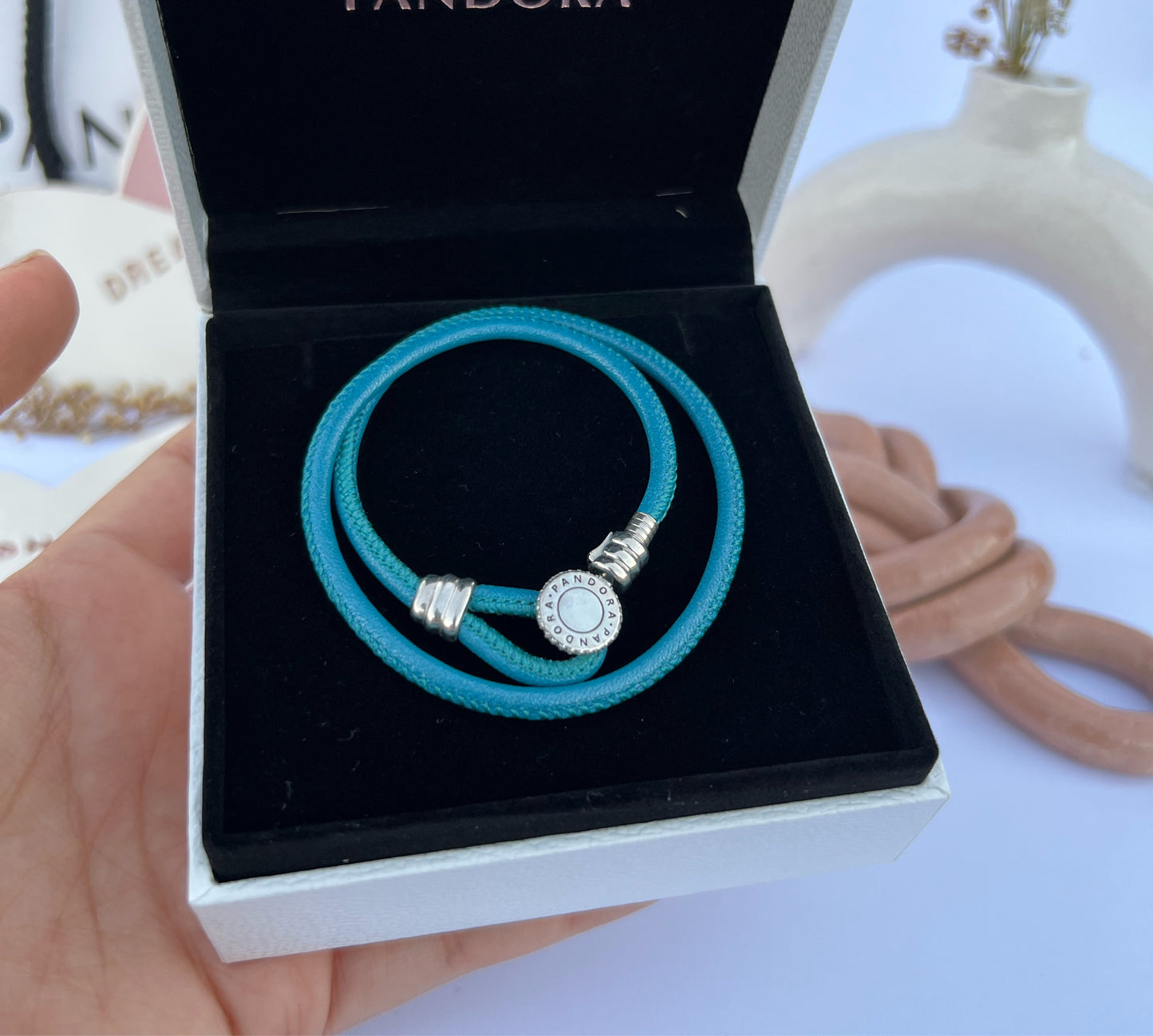 Brazalete Moments Cuero Aqua